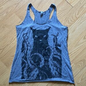Next Level Apparel Gray Cat Graphic Tank Top